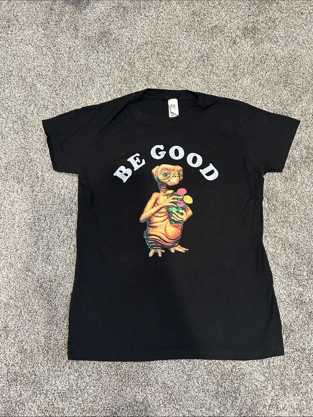 Black 'Be Good' Graphic Short Sleeve Tee with E.T. Artwork